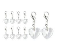 sourcing map 10 Pcs Heart Stitch Markers, Locking Crystal Crochet Stitch Marker for Knitting, Heart Clip-on Charm for DIY Handcraft Jewelry Necklace, White