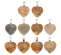 sourcing map 10 Pcs Heart Stone Pendants, 20mm Natural Crystal Valentine Love Heart Pendants Light Yellow Love Charm Worry Stones for Meditation Energy DIY Necklace Jewelry Making