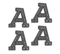 sourcing map 10 Pcs Iron on Letter Patches, Letter a Rhinestone Alphabet Applique Rhinestone Pearl English Letter Sewing Patches for Clothing Hats Jeans Shoes DIY Craft, Black