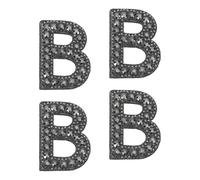 sourcing map 10 Pcs Iron on Letter Patches, Letter B Rhinestone Alphabet Applique Rhinestone Pearl English Letter Sewing Patches for Clothing Hats Jeans Shoes DIY Craft, Black