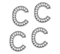 sourcing map 10 Pcs Iron on Letter Patches, Letter C Rhinestone Alphabet Applique Rhinestone Pearl English Letter Sewing Patches for Clothing Hats Jeans Shoes DIY Craft, White/Black