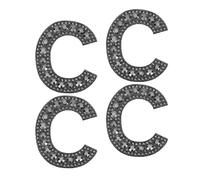 sourcing map 10 Pcs Iron on Letter Patches, Letter C Rhinestone Alphabet Applique Rhinestone Pearl English Letter Sewing Patches for Clothing Hats Jeans Shoes DIY Craft, Black