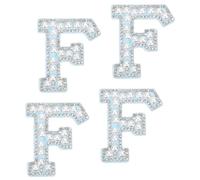 sourcing map 10 Pcs Iron on Letter Patches, Letter F Rhinestone Alphabet Applique Rhinestone Pearl English Letter Sewing Patches for Clothing Hats Jeans Shoes DIY Craft, White/Blue