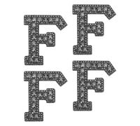 sourcing map 10 Pcs Iron on Letter Patches, Letter F Rhinestone Alphabet Applique Rhinestone Pearl English Letter Sewing Patches for Clothing Hats Jeans Shoes DIY Craft, Black