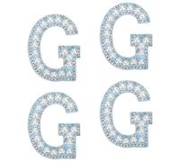 sourcing map 10 Pcs Iron on Letter Patches, Letter G Rhinestone Alphabet Applique Rhinestone Pearl English Letter Sewing Patches for Clothing Hats Jeans Shoes DIY Craft, White/Sky Blue