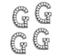 sourcing map 10 Pcs Iron on Letter Patches, Letter G Rhinestone Alphabet Applique Rhinestone Pearl English Letter Sewing Patches for Clothing Hats Jeans Shoes DIY Craft, White/Black