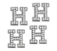sourcing map 10 Pcs Iron on Letter Patches, Letter H Rhinestone Alphabet Applique Rhinestone Pearl English Letter Sewing Patches for Clothing Hats Jeans Shoes DIY Craft, White/Black