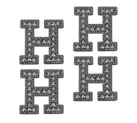 sourcing map 10 Pcs Iron on Letter Patches, Letter H Rhinestone Alphabet Applique Rhinestone Pearl English Letter Sewing Patches for Clothing Hats Jeans Shoes DIY Craft, Black