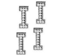 sourcing map 10 Pcs Iron on Letter Patches, Letter I Rhinestone Alphabet Applique Rhinestone Pearl English Letter Sewing Patches for Clothing Hats Jeans Shoes DIY Craft, White/Black