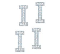 sourcing map 10 Pcs Iron on Letter Patches, Letter I Rhinestone Alphabet Applique Rhinestone Pearl English Letter Sewing Patches for Clothing Hats Jeans Shoes DIY Craft, White/Blue