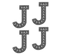 sourcing map 10 Pcs Iron on Letter Patches, Letter J Rhinestone Alphabet Applique Rhinestone Pearl English Letter Sewing Patches for Clothing Hats Jeans Shoes DIY Craft, Black