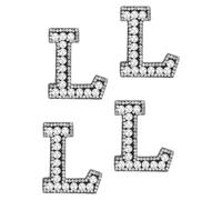 sourcing map 10 Pcs Iron on Letter Patches, Letter L Rhinestone Alphabet Applique Rhinestone Pearl English Letter Sewing Patches for Clothing Hats Jeans Shoes DIY Craft, White/Black