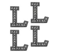 sourcing map 10 Pcs Iron on Letter Patches, Letter L Rhinestone Alphabet Applique Rhinestone Pearl English Letter Sewing Patches for Clothing Hats Jeans Shoes DIY Craft, Black