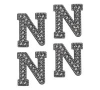 sourcing map 10 Pcs Iron on Letter Patches, Letter N Rhinestone Alphabet Applique Rhinestone Pearl English Letter Sewing Patches for Clothing Hats Jeans Shoes DIY Craft, Black
