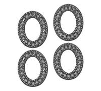 sourcing map 10 Pcs Iron on Letter Patches, Letter O Rhinestone Alphabet Applique Rhinestone Pearl English Letter Sewing Patches for Clothing Hats Jeans Shoes DIY Craft, Black
