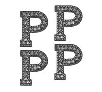 sourcing map 10 Pcs Iron on Letter Patches, Letter P Rhinestone Alphabet Applique Rhinestone Pearl English Letter Sewing Patches for Clothing Hats Jeans Shoes DIY Craft, Black