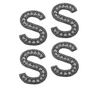 sourcing map 10 Pcs Iron on Letter Patches, Letter S Rhinestone Alphabet Applique Rhinestone Pearl English Letter Sewing Patches for Clothing Hats Jeans Shoes DIY Craft, Black