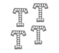 sourcing map 10 Pcs Iron on Letter Patches, Letter T Rhinestone Alphabet Applique Rhinestone Pearl English Letter Sewing Patches for Clothing Hats Jeans Shoes DIY Craft, White/Black