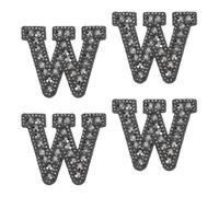 sourcing map 10 Pcs Iron on Letter Patches, Letter W Rhinestone Alphabet Applique Rhinestone Pearl English Letter Sewing Patches for Clothing Hats Jeans Shoes DIY Craft, Black