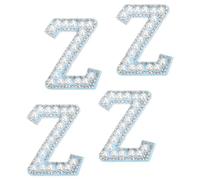 sourcing map 10 Pcs Iron on Letter Patches, Letter Z Rhinestone Alphabet Applique Rhinestone Pearl English Letter Sewing Patches for Clothing Hats Jeans Shoes DIY Craft, White/Blue