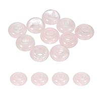 sourcing map 10 Pcs Large Hole Stone Beads Charm, 10mm Gemstone Beads Macrame Natural Rondelle Loose Crystal Bead for DIY Jewelry Making Keychain Bracelet Necklace, Rose Quartz