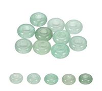 sourcing map 10 Pcs Large Hole Stone Beads Charm, 10mm Gemstone Beads Macrame Natural Rondelle Loose Crystal Bead for DIY Jewelry Making Keychain Bracelet Necklace, Green Aventurine