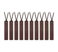 sourcing map 10 Pcs Leather Bookmark, Classic Stitched Bookmarks with Leather Rope Page Marker for Book Reading Book Lovers Reader Writers Accessories for Men Women Teachers, Dark Brown