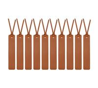 sourcing map 10 Pcs Leather Bookmark, Classic Stitched Bookmarks with Leather Rope Page Marker for Book Reading Book Lovers Reader Writers Accessories for Men Women Teachers, Light Brown