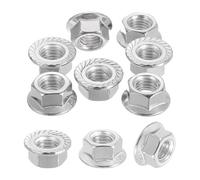 sourcing map 10 Pcs M12x1.75mm Serrated Flange Hex Lock Nuts, 304 Stainless Steel Hexagon Flange Metric Locknuts Fasteners, Bright Finish for Furniture, Machine, DIY