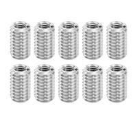 Sourcing Map 10 Pcs M6x1 Male to M4x0.7 Female Stainless Steel Nut Screw Reducer Conversion Fastener, Threaded Insert Repair Nut, Silver