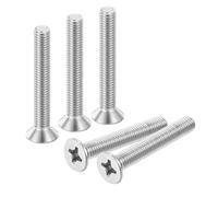 sourcing map 10 pcs M8-1.25x60 Machine Screws Phillips Pan Cross Head Screws Fasteners Bolts 304 Stainless Steel Silver for Wall Socket,House Repairs