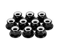 sourcing map 10 Pcs M8 Pitch 1.25mm Aluminum Alloy Lock Nuts Flanged Hex Nuts Nylon Locking Serrated for RC Drone Quadcopter Motor Prop Adapter FPV Parts Fasteners, Black