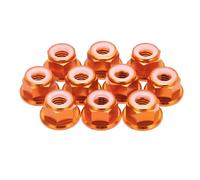 sourcing map 10 Pcs M8 Pitch 1.25mm Aluminum Alloy Lock Nuts Flanged Hex Nuts Nylon Locking Serrated for RC Drone Quadcopter Motor Prop Adapter FPV Parts Fasteners, Orange