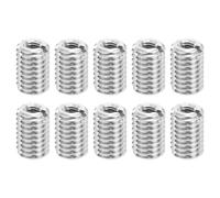 Sourcing Map 10 Pcs M8x1.25 Male to M4x0.7 Female Stainless Steel Nut Screw Reducer Conversion Fastener, Threaded Insert Repair Sleeve Reducer Nut, Silver