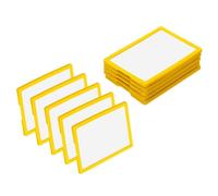 sourcing map 10 Pcs Magnetic Label Holders, 4 x 2.8 Inch Data Card Holder with Paper Cards and Protective Films for Shelf White Board Toolbox Metal Wall Cabinet Drawer, Yellow