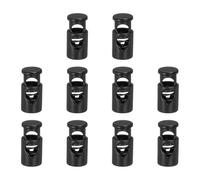 sourcing map 10 Pcs Metal Cord Locks, 6mm Single-Hole Cord Locks for Drawstrings End Stopper Fastener Slider Toggles Clip for Shoelaces Backpacks Replacement, Black
