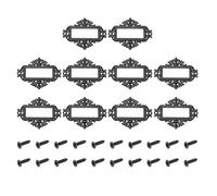 sourcing map 10 Pcs Metal Label Holder, 2.2 x 1.7 Inch Small Vintage Card Frame Tag Floral Lace Label Holder with Screws for File Boxes Drawers Door Cabinet Book Shelves, Black