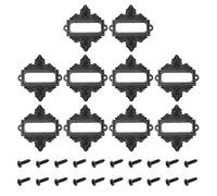 sourcing map 10 Pcs Metal Label Holder, 2.2 x 2.4 Inch Small Vintage Card Frame Tag Floral Lace Label Holder with Screws for File Boxes Drawers Door Cabinet Book Shelves, Black