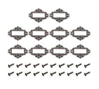 sourcing map 10 Pcs Metal Label Holder, 5.5x4.3cm Small Vintage Card Frame Tag Floral Lace Label Holder with Screws for File Boxes Drawers Door Cabinet Book Shelves, Bronze Red