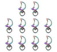 sourcing map 10 Pcs Metal Spring Snap Keychain Clip, Moon Shape Swivel Snap Hooks Lobster Claw Clasp for DIY Crafts Bag Decoration, Rainbow Color