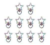 sourcing map 10 Pcs Metal Spring Snap Keychain Clip, Star Shape Swivel Snap Hooks Lobster Claw Clasp for DIY Crafts Bag Decoration, Rainbow Color