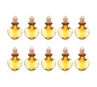 sourcing map 10 Pcs Mini Glass Bottles Jars, Heart Small Cute Glass Jars Vials Pendants Small Vials Wishing Bottle with Cork Stoppers and Eye Screws for DIY Crafts Wedding Favors, Champagne