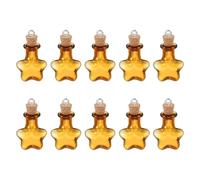 sourcing map 10 Pcs Mini Glass Bottles Jars, Star Small Cute Glass Jars Vials Pendants Small Vials Wishing Bottle with Cork Stoppers and Eye Screws for DIY Crafts Wedding Favors, Champagne