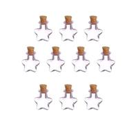 sourcing map 10 Pcs Mini Glass Bottles Pendants, 0.01oz/0.5ml Star Shaped Small Glass Jars with Cork Stoppers Wishing Bottles for DIY Crafts Party Wedding Decor Favors, Pink
