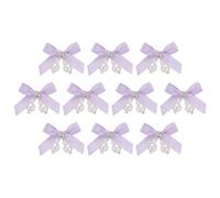sourcing map 10 Pcs Mini Ribbon Bows, Satin Ribbon Bows Brooch Pearl Charm Bow Tiny Crafts Bow Decoration for DIY Sewing Scrapbooking Hair Clip Wedding, Purple