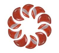sourcing map 10 Pcs Moon Crystal Worry Stone, 0.5 Inch Length Natural Red Jasper Moon Gemstone Bulk, Carved Pocket Stones for Meditation Balancing Pendant Decor