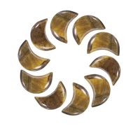 sourcing map 10 Pcs Moon Crystal Worry Stone, 0.5 Inch Length Natural Tigers Eye Moon Gemstone Bulk, Carved Pocket Stones for Meditation Balancing Pendant Decor