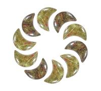 sourcing map 10 Pcs Moon Crystal Worry Stone, 0.5 Inch Length Natural Unakite Moon Gemstone Bulk, Carved Pocket Stones for Meditation Balancing Pendant Decor