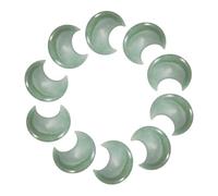 sourcing map 10 Pcs Moon Crystal Worry Stone, 1.2 Inch Length Natural Emerald Green Moon Gemstone Bulk, Carved Pocket Stones for Meditation Balancing Pendant Decor