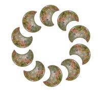 sourcing map 10 Pcs Moon Crystal Worry Stone, 1.2 Inch Length Natural Unakite Moon Gemstone Bulk, Carved Pocket Stones for Meditation Balancing Pendant Decor
